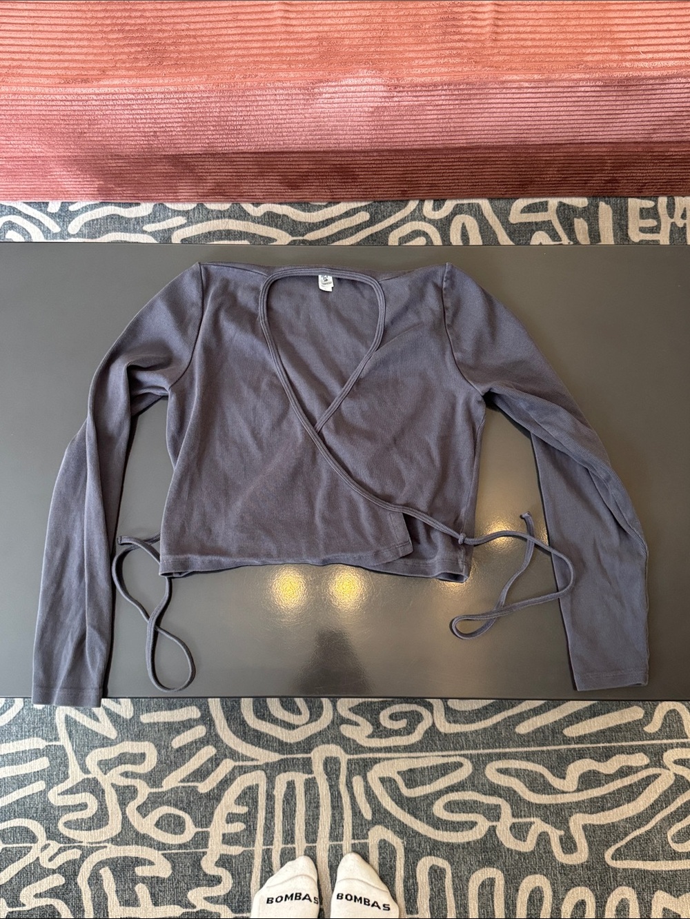 LA Apparel Charcoal Wrap Crop Top